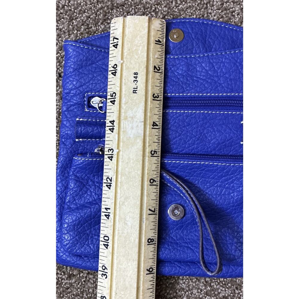 Vtg Nine W. Royal Blue Pebble Leather Folding Wristlet Zip Pkts - Picture 7 of 9